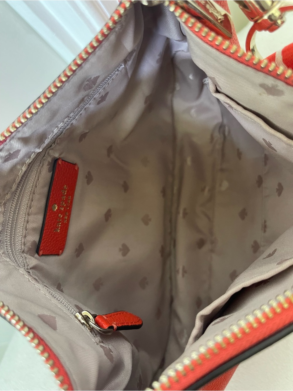 kate spade Red Pebbled Leather Crossbody with Striped Strap - Picture 6 of 11